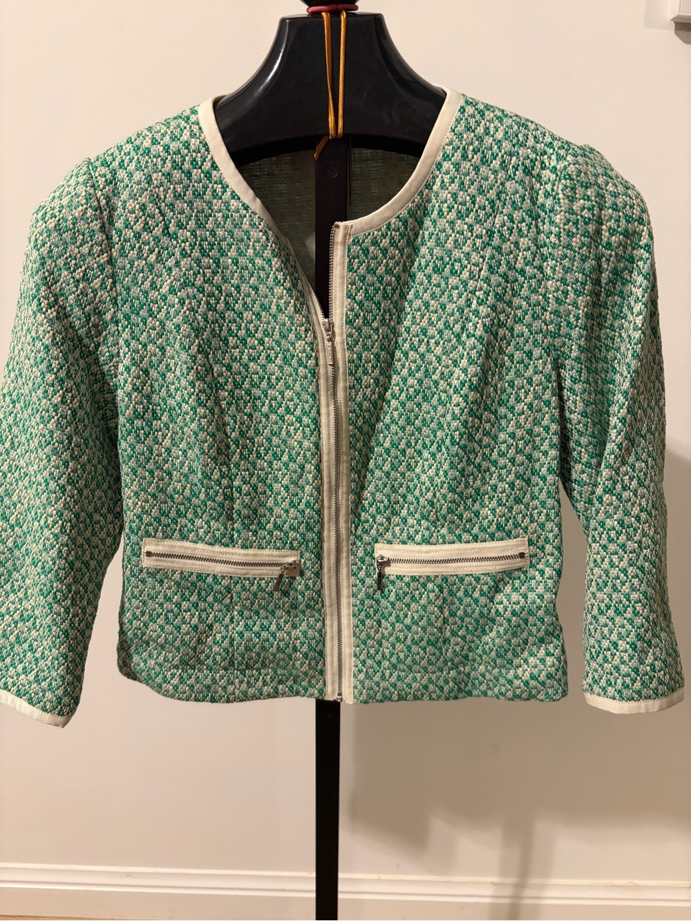 Green Patterned Blazer Jacket